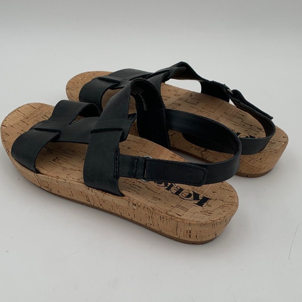 Kork-Ease Black Leather Cork Platform Strappy Sandals Size 8 - Picture 6 of 11
